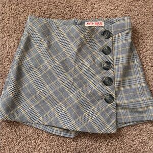 Blue Spice Gray and Yellow Plaid Mini Skort